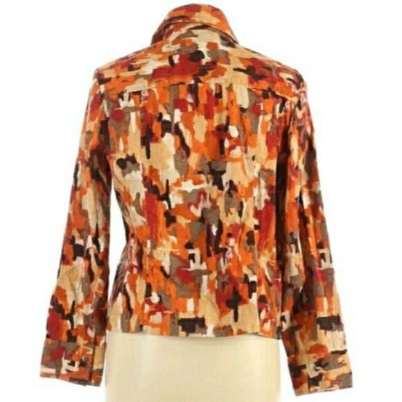 Christopher & Banks Retro 70's Hippie Shirt Shaket Jacket Warm Calico Sz L - Picture 2 of 12